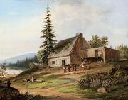 Cornelius Krieghoff A Pioneer Homestead painting